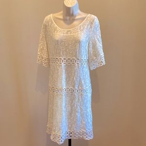 Laundry Off White Crocheted Dress Size: 10